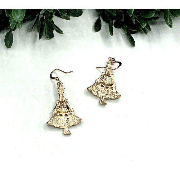 Christmas Tree Dangle Earrings With Multicolor Rhinestones - Picture 4 of 5